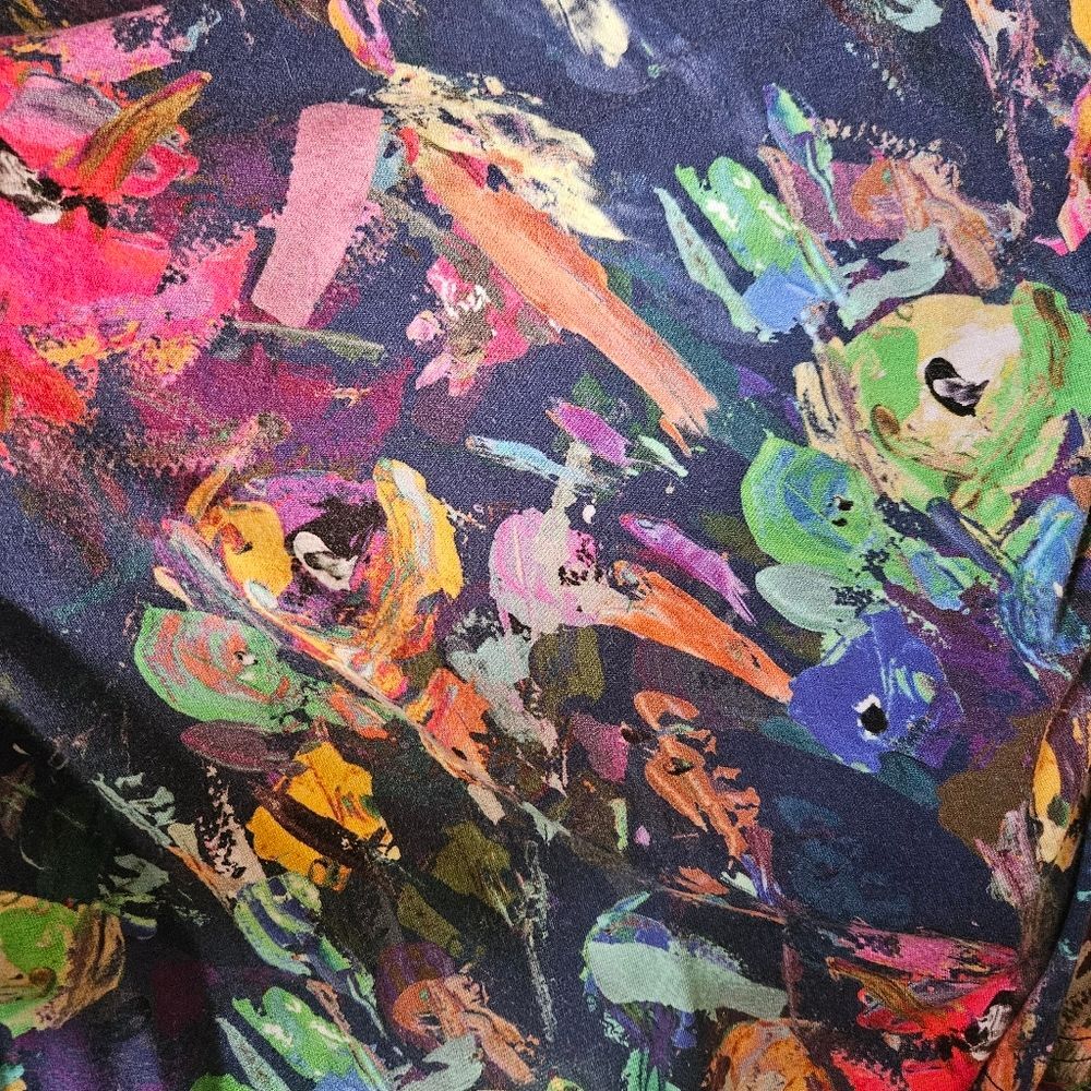 Peck & Peck Petite Colorful Abstract Art 3/4 Sleeve Blouse Size Large - Picture 5 of 5